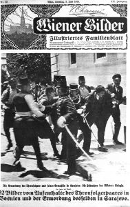 Wiener Bilder - 32 Bilder vom Aufenthalte des Thronfolgerpaares in und der Ermordung desselben in Sarajevo.  
