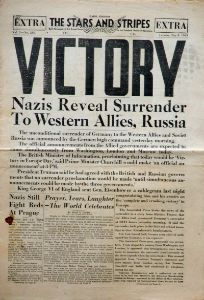 „Victory. Nazis Reveal Surrender To Western Allies, Russia“